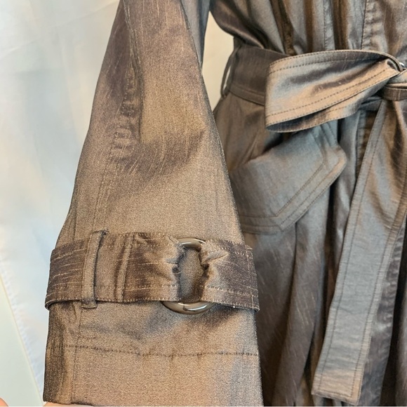 Samuel Dong brown bronze Belted Full Zip Water Resistant Bubble Trench Coat Sz L - Picture 7 of 16